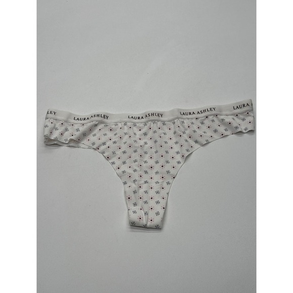 Laura Ashley White Floral Thong Panties Women's Intimates Underwear Small - Picture 1 of 5